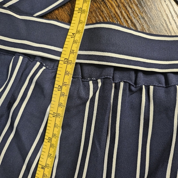 NWT Michael Kors Navy Blue White Stripe Wide Leg Pants with Belt Medium - Picture 9 of 11